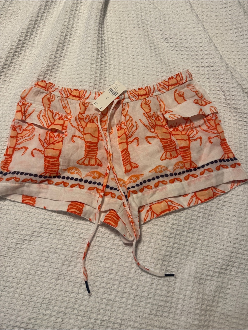 Anthropologie Women's White Shorts with Orange Lobster Print